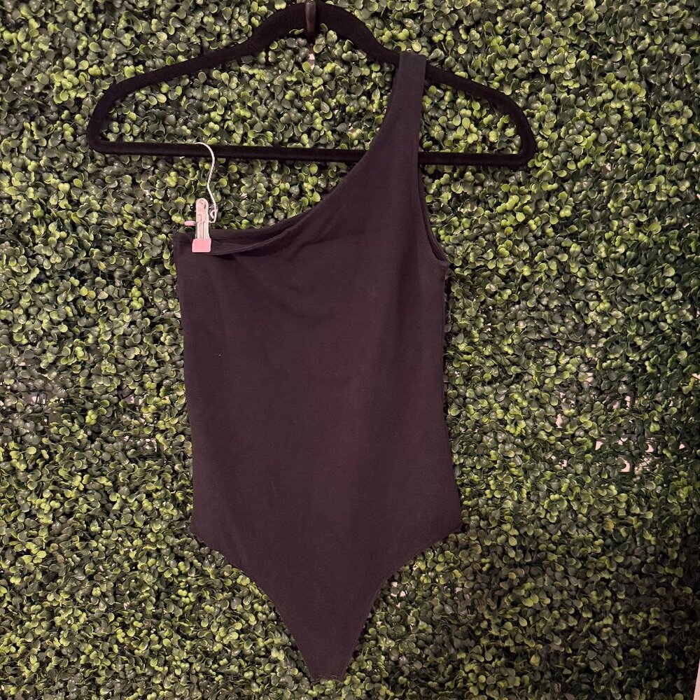 Abercrombie & Fitch One Shoulder Bodysuit Black Snap Bottom Size S